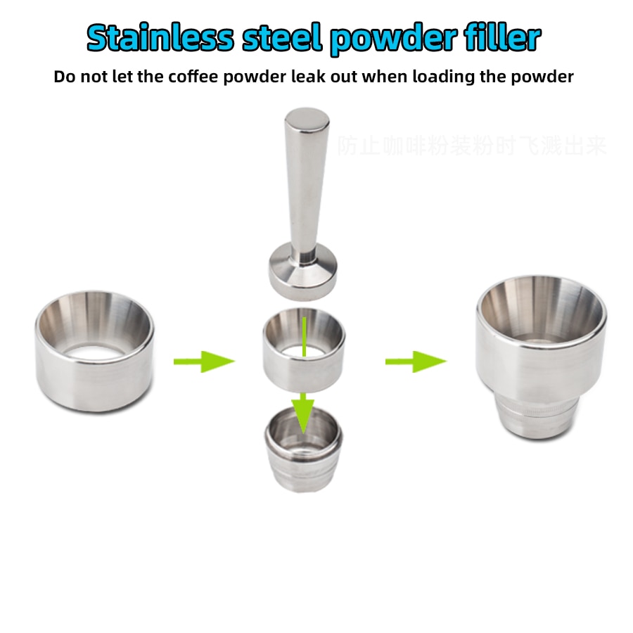 Capsulone 3. Metalowa kapsułka ze stali nierdzewnej kompatybilny ekspres robić kawy Nespresso wielokrotnego użytku gładka kapsułka 1 szt