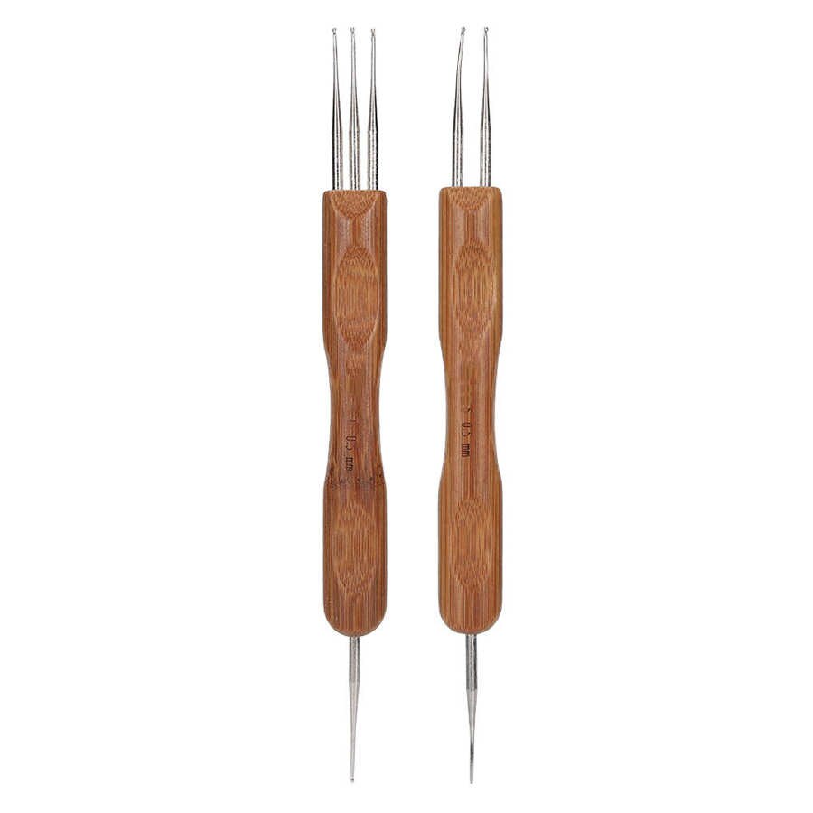 0.5 Mm Dreadlock Haak Haak Set Bamboe Handvat Diy Vlecht Haar Weven Pruik Maken Tool Pins Voor Haar Styling