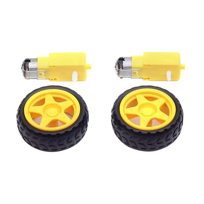 2Pcs Plastic Tire Wheel with Gear Motor Dual Shaft for Smart Car Robot Arduino (Pack of 2)