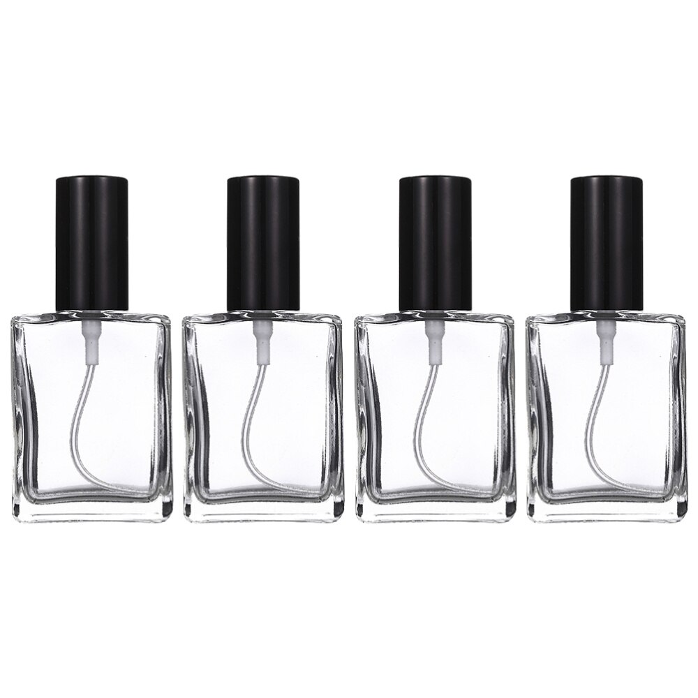 4 Pcs Glass Refillable Empty Bottles Liquid Bottles for Men Women