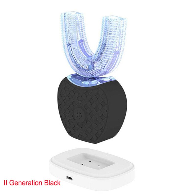 Brosse à dents électrique sonique automatique 360 degrés, brosse à dents électronique Ultra sonique degrés, Rechargeable USB, 4 modes, brossage des dents: II Generation Black
