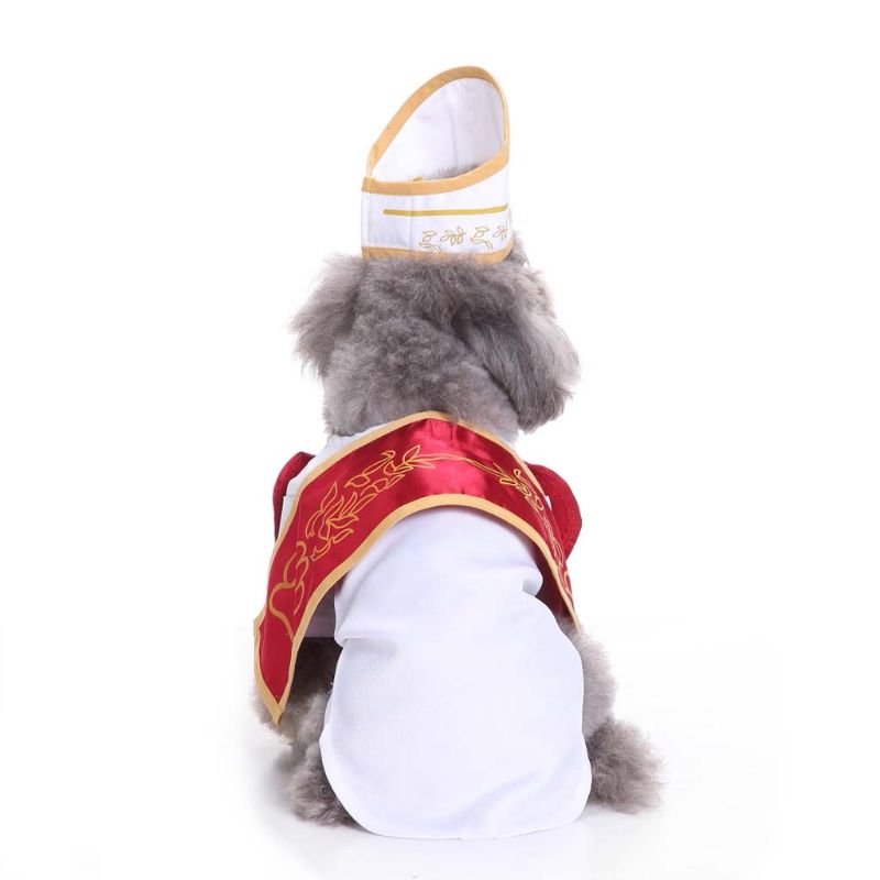Pet Christmas Costume Grand Pope Style Dog Puppy Outfit Hat Cosplay Party Decor Y1AB