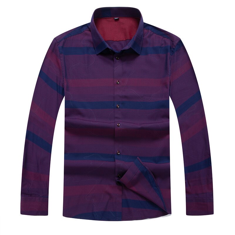 Långärmade herrskjortor bomull formell klänning skjorta manlig slim fit randig vardagsskjorta herr 10xl 8xl 6xl 5x: 2 / 8xl