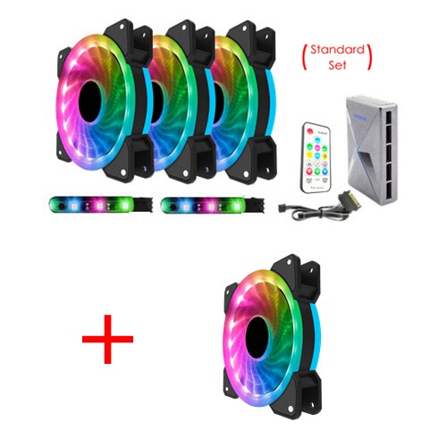 ALSEYE D-Ringer Series 120mm LED Computer Case Fan Adjustable RGB and Fan Speed Remote control support Asus 5v 3pin and Gigabyte: Set and 1 Fan (4Fan)
