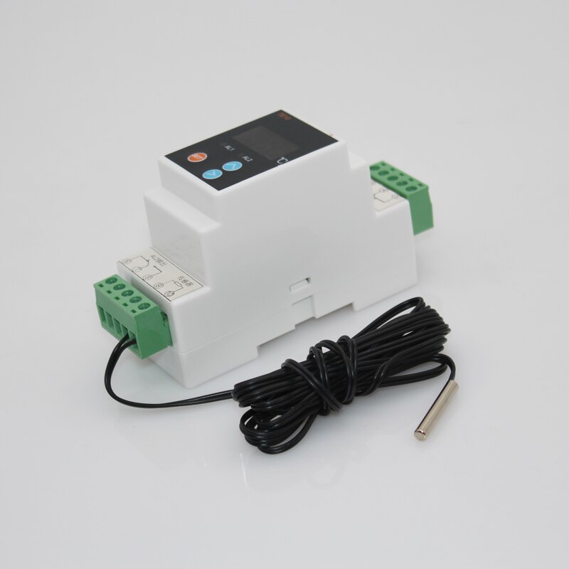 -40~110'C din thermostat with sensor high temperature alarm and low temperature alarm 2 alarm relay NO NC COMMON output