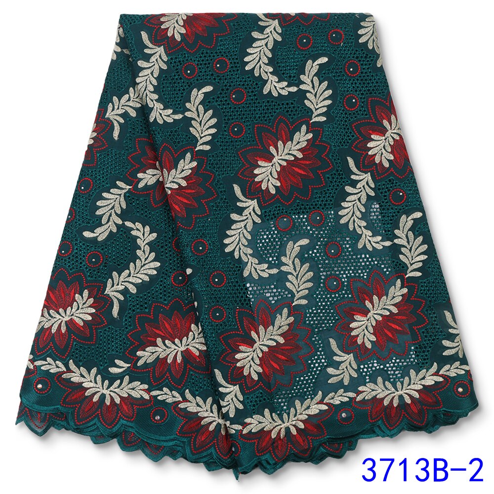 African Cotton Lace Fabric Lace Swiss Voile Lace Nigerian Dry Lace Fabrics With Stones Sewing YA3713B-1: Picture 2