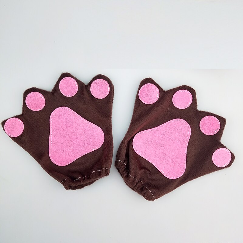 Brown Red Girls Kids Party Deer Antler Elk Cosplay Animal Horn Ear Headband Skirt Costume Baby Shower Halloween: brown gloves