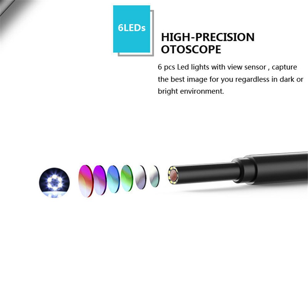 Kebidumei Multifunctionele 5.5Mm Hd Visuele Oor Camera Oor Schoonmaken Tool IP67 Waterdicht Oor Lepel Oor Zorg In-Oor schoon Endoscop