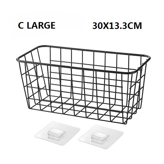 Cesta colgante de rejilla de hierro forjado para decoración de pared, soporte de exhibición para artículos pequeños, colgante para interior, ZP7151642: C LARGE BALCK