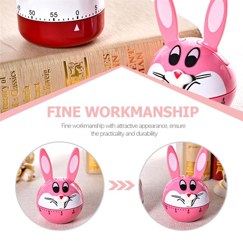 Mechanical Cartoon Timer Kitchen Cooking Counter Manual Time Reminder Home Kitchen Tool (Pink)