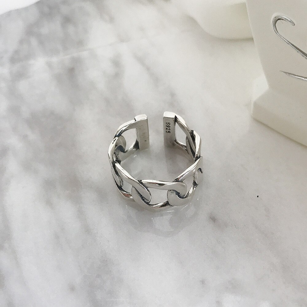 INZATT Echt 925 Sterling Silber Kette Hohl Ring Für Frauen Party Punk Edlen Schmuck Minimalistischen Zubehör: Ursprünglich Titel