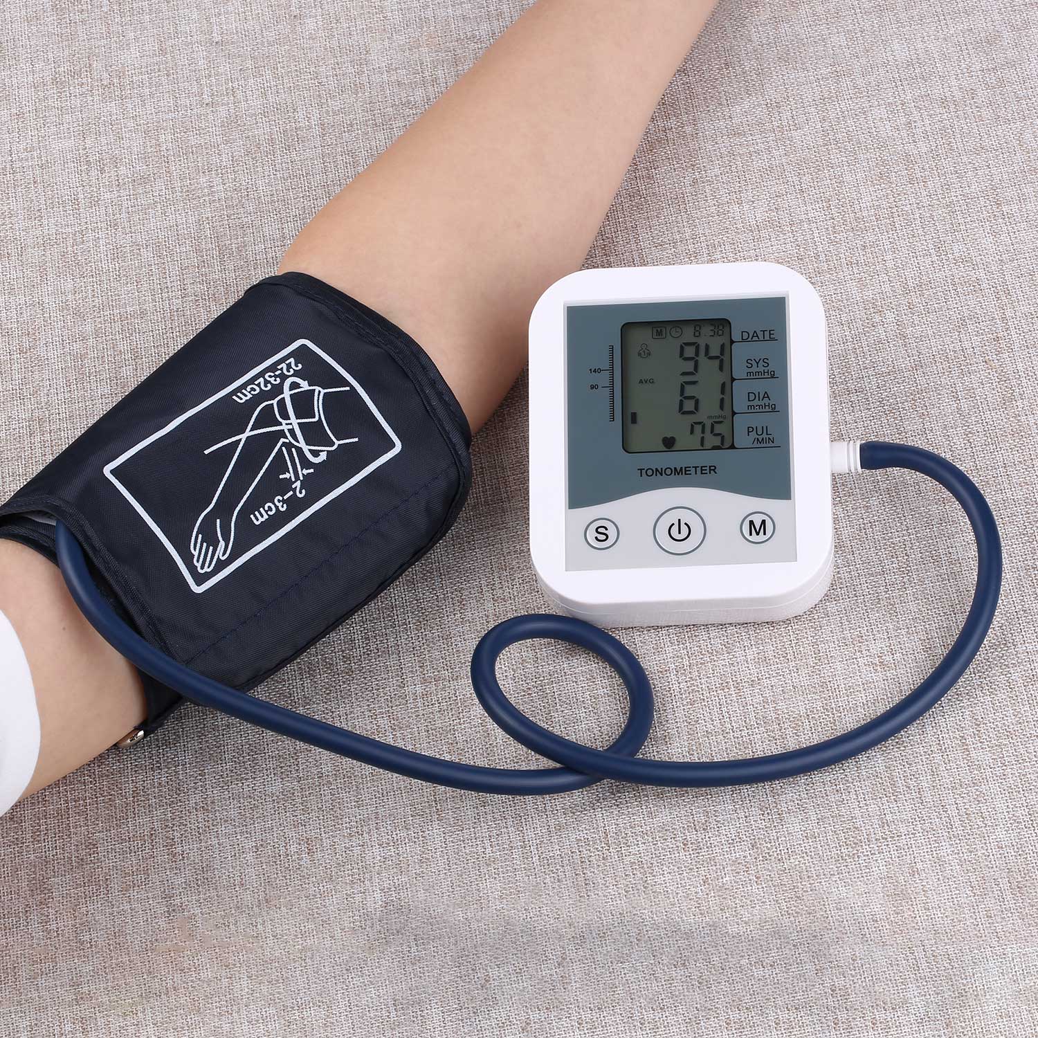 Blood Pressure Monitor Arm Sphygmomanometer LCD Digital Display Pulse Scanning Oscillometry Measuring for Measuring Pulse Rate