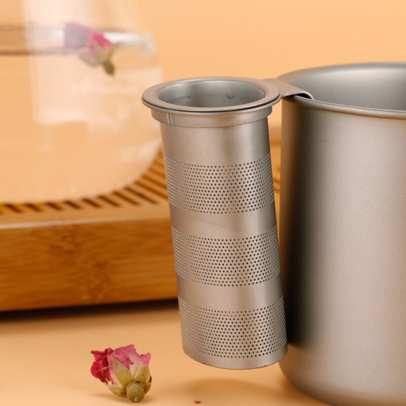Titanium Tea Strainer Reusable Tea Infuser Tea Strainer Teapot Loose Tea Leaf Spice Tea Filter Kitchen Accessories Handle Clip