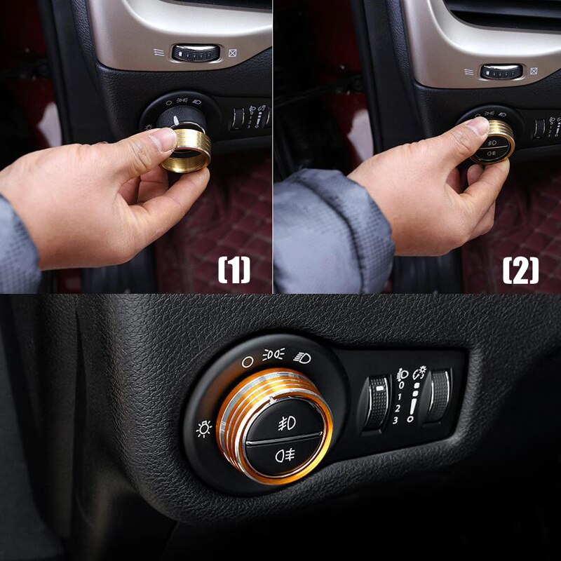1pc huvudljusbrytare justera knapprattens lock trim för jeep cherokee biltillbehör kontroll sticer