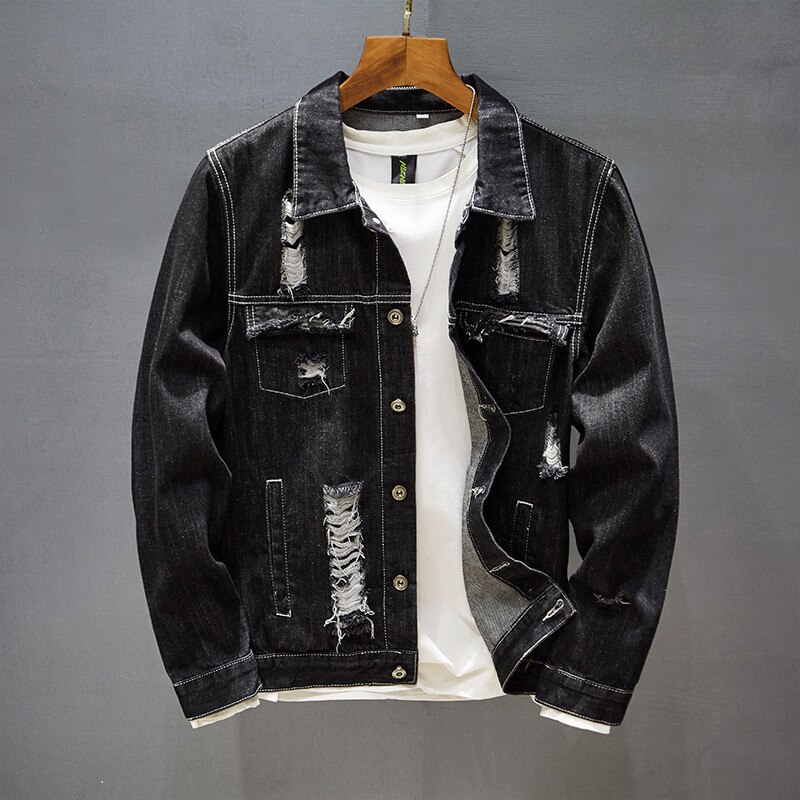 MORUANCLE Man Hi Street Ripped Denim Jackets With ... – Grandado