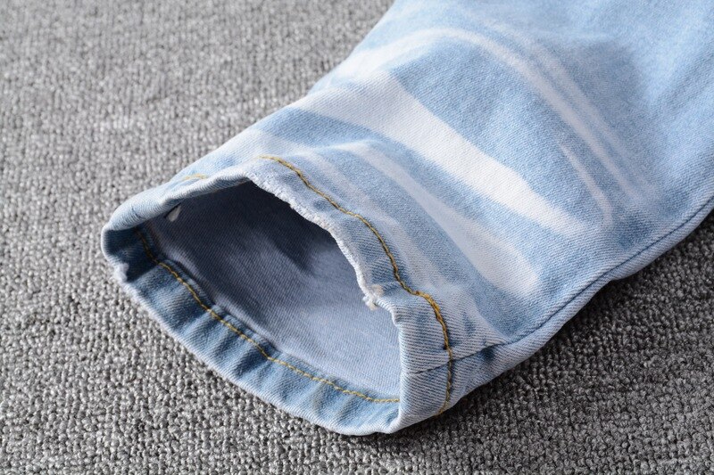 Lyse broderede jeans mænd streetwear slim fit hvide jeans stretch skinny patch denim bukser