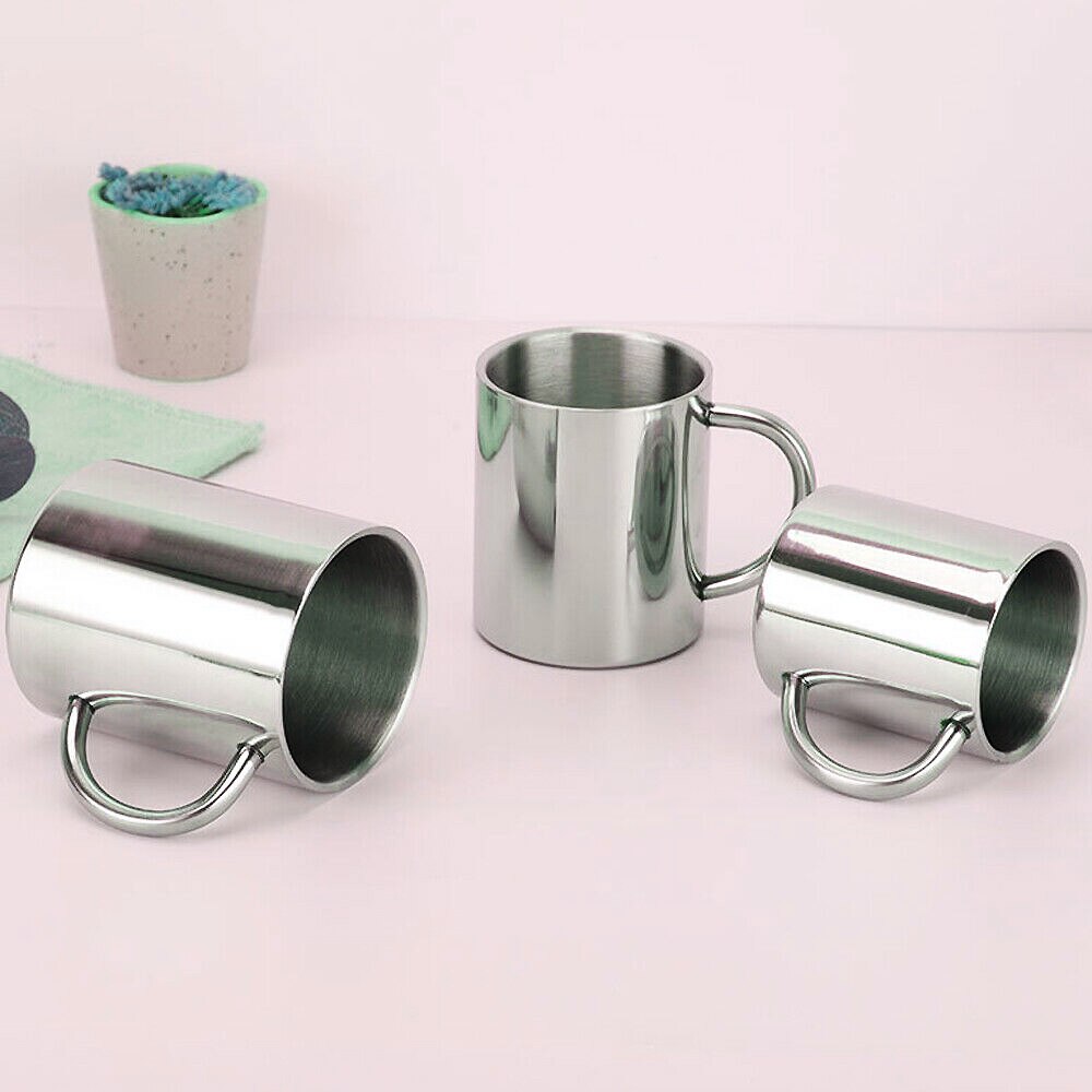 Tasse à café Anti-brûlure à Double paroi, 220/300/400ml, isolée, Portable, acier inoxydable, polissage, bière, thé, jus de boisson