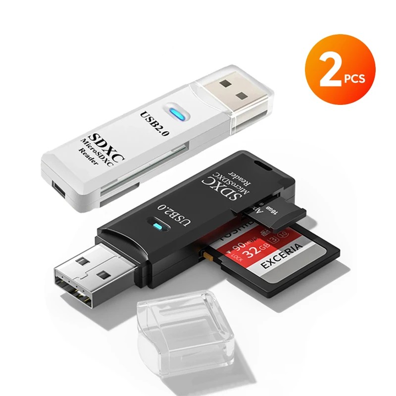 Lecteur de carte mémoire Micro SD TF 2 en 1 USB 3.0, adaptateur de lecteur flash pour PC, accessoires pour ordinateur portable, 2 pièces: Rose