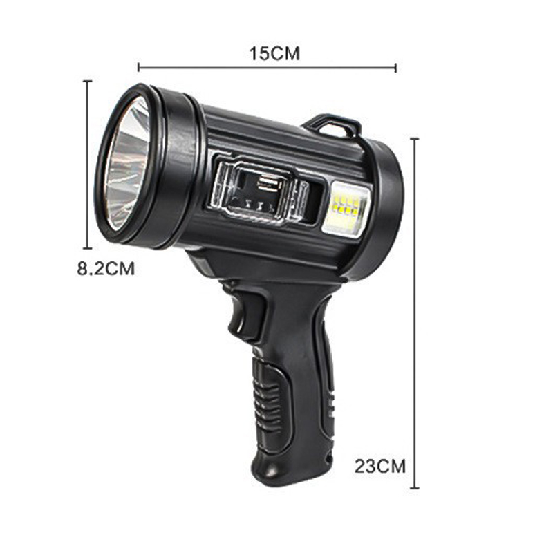 Oplaadbare spotlight 100000 Lumen Led Spot Lights Handheld Grote Zaklamp Super Heldere Outdoor Solar Spotlights Zoeklicht: Zilver