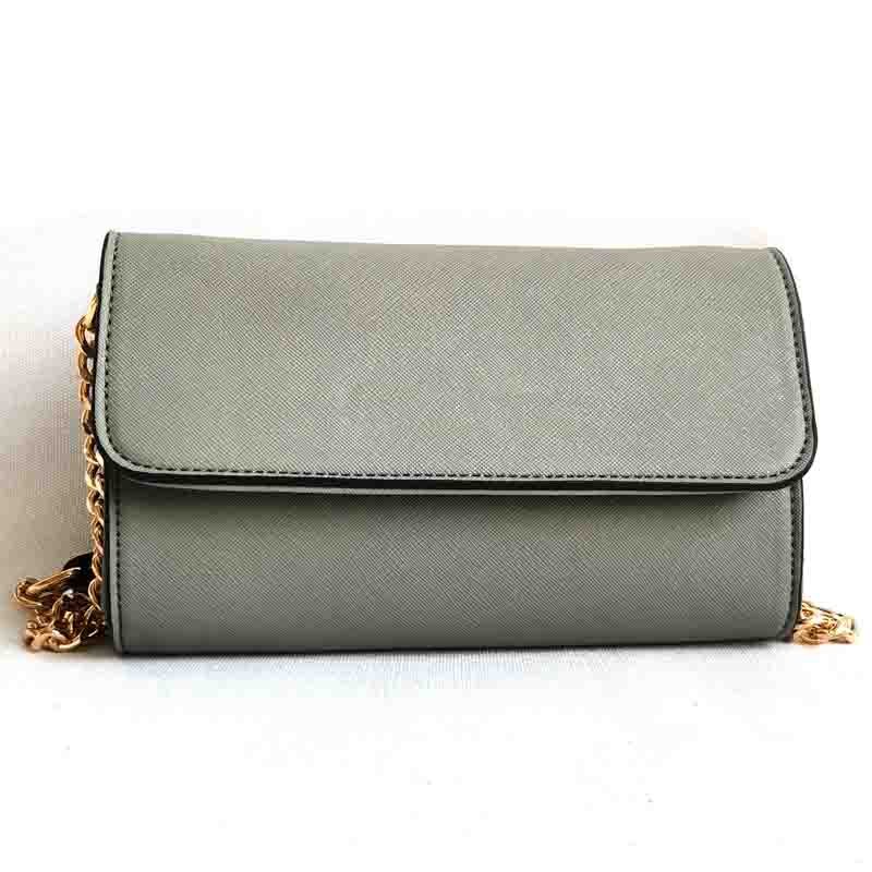 Style women michael small square cross pattern PU leather ladies shoulder Messenger chain bag trend female bolsa: grey