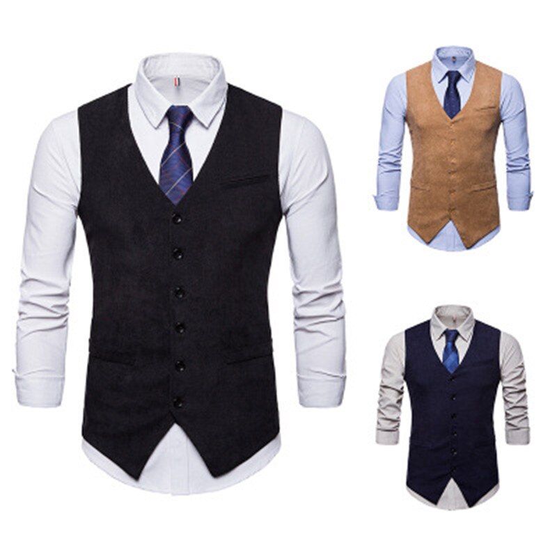 Herre kordfløyel dress vest herre foramal luke kjole vester vest menn gilet business bryllup smoking vest