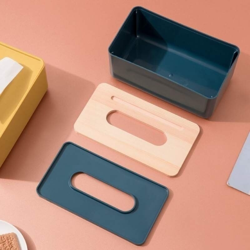 Tissue Holder Rectangular Tissue Box with Wooden Cover Home Facial Tissue Cases tissue box holder for car