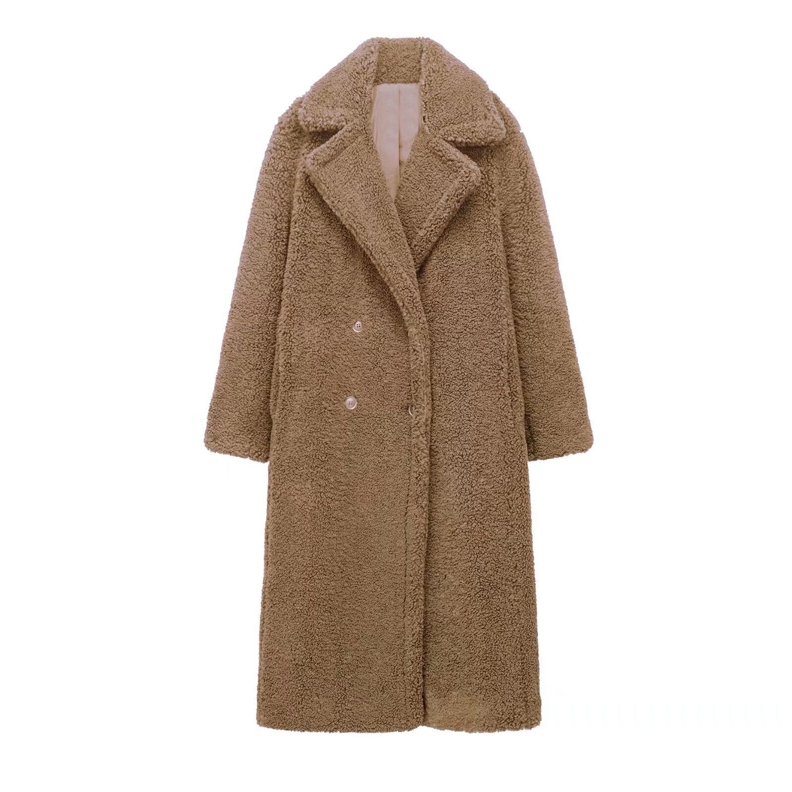 Abrigos abrigo largo mujer cuello vuelto cálido trabajo grueso cálido Y2k ropa de calle chaquetas elegantes abierto Stith Otoño Invierno 2025: M / marrón