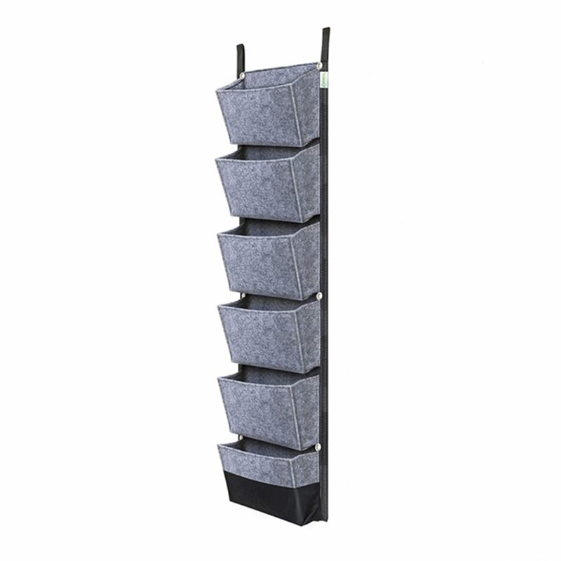 Maceta colgante Vertical de 6 bolsillos para jardín, macetas de flores, impermeable, montaje en pared, bolsa para colgar, uso interior y exterior: Grey-Grow Bags