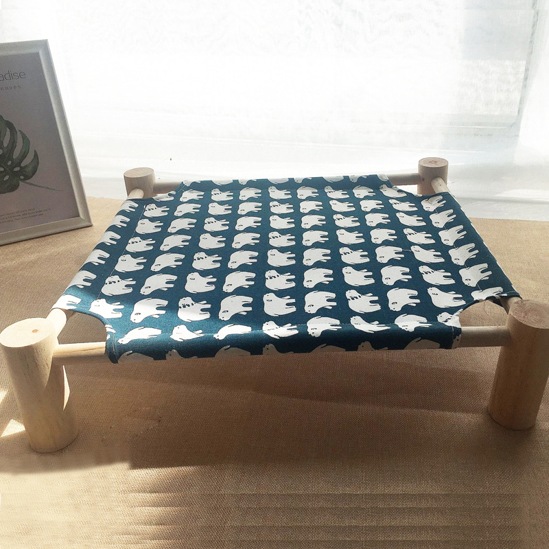 Elevated Cat Bed House Cat Hammocks Comfortable Kitten Puppy Cushion Mat Wood Canvas Cat Lounge Bed Summer Pet Sleeping Supplies: 11