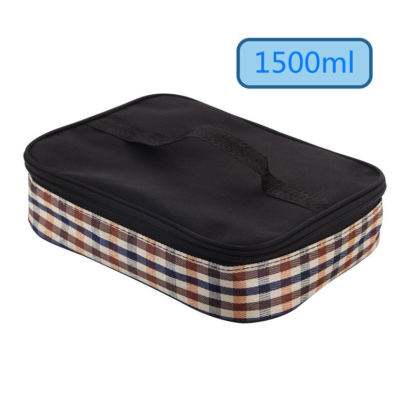 Japanese Lunch Box With Compartment 304 Stainless Steel Bento Box For Kids School Food Container Leak-proof Food Box Thermal: 1500ml bag