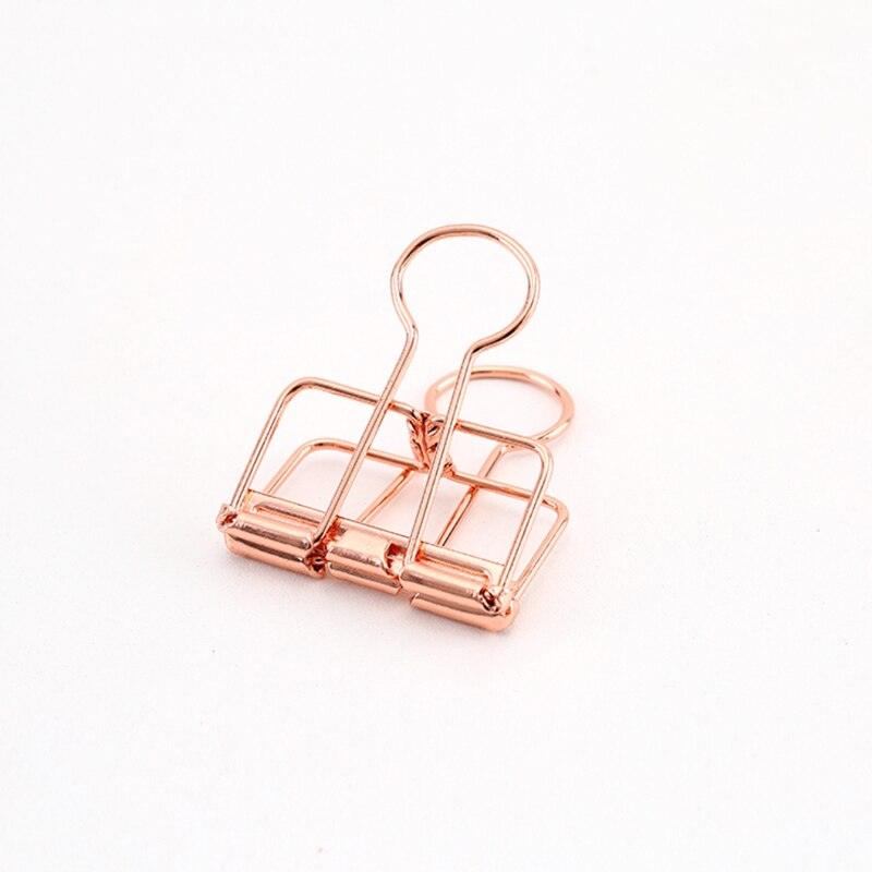 1Piece Colour Metal Clips folder Binder clip Exquisite Ticket clip Food packaging Stationery school office Supply: mediun Rose gold