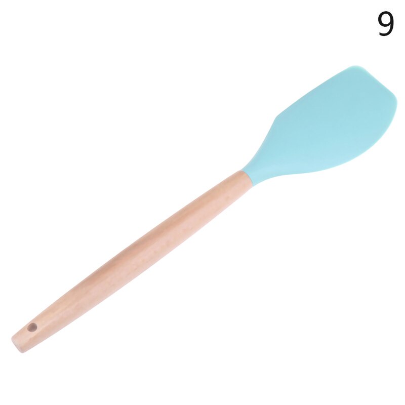 Silicone Wood Turner Soup Spoon Spatula Brush Scraper Pasta Server Egg Beater Kitchen Cooking Tools Kitchenware: N9