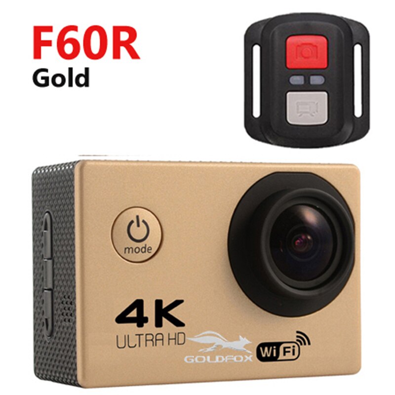 Ultra HD 4K Action WiFi Della Macchina Fotografica Videocamere 16MP 170 Go Cam Deportiva 2 pollici di Schermo F60 F60R Impermeabile di Sport camera pro 1080P cam: F60R Gold