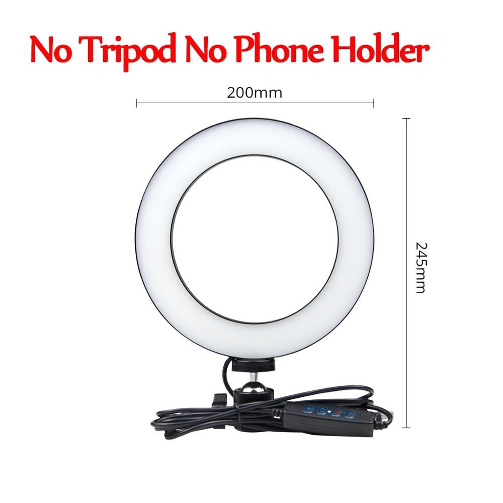 Telefon led ljusring selfie ring lampa nyhet novedades fotografi video live studio fyll ljus foto ljus för smartphone: 20cm inget stativ