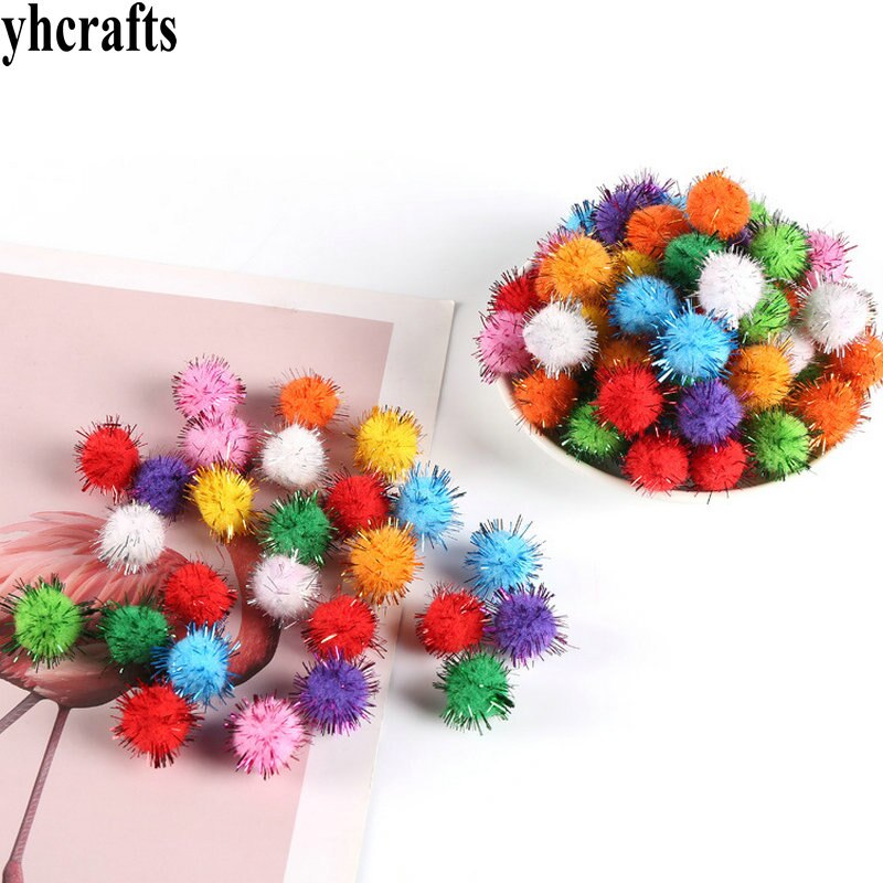 50PCS 2,5 cm Glitter bommel Lametta Chenile pom-poms Kinder DIY handwerk material Weihnachten ornament Aktivität Kindergarten zubehör