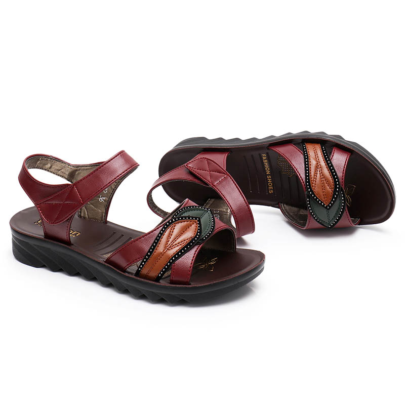 Zzpohe kvinner skinn sandaler sommer dame sko dame myk bunn slip-on komfort mor sandaler sko