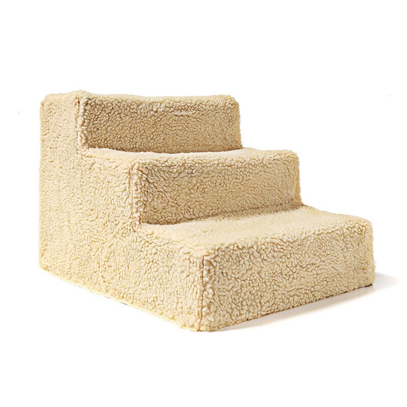 Heypet huisdier hondentrap 3 treden ladder klein hondenhok voor puppy katten huisdier trap antislip verwijderbare puppy honden bed trap: Khaki