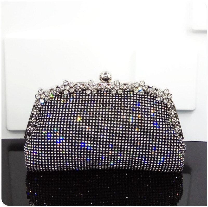 Vrouwen Avondtasje Luxe Zwart/Zilveren Bruiloft schoudertas Diamant Strass Koppelingen Purse Crystal Bling Gold Clutch Bag: black