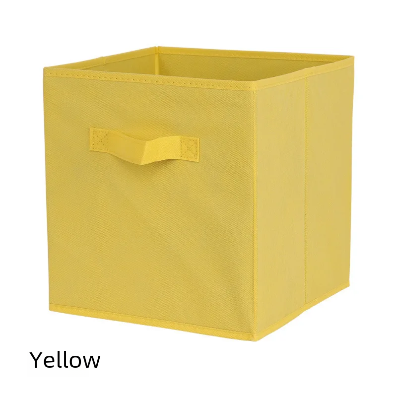 Fashionable Non-woven Fabric Storage Box No Lid Multi-functional Foldable Storage Box For Cabinet Organization: S / Yellow
