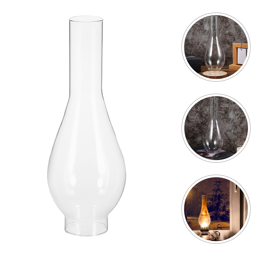 2 Pcs Glass Oil Lamp Chimney Antique Clear Kerosene Lamp Shade Replacement Vintage Lantern Covers Lighting Accessories: Default Title