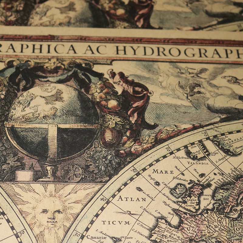 2 Pcs Kaart 72.5*51.5Cm Portret Poster Vintage Religieuze Tekens Poster Europese Oudheid Portretten Kraftpapier Poster