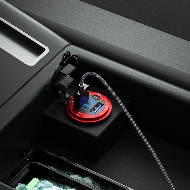 12V 24V 18W Aluminium Wasserdicht Dual QC 3,0 USB Schnelle Ladegerät Steckdose mit LED Voltmeter Schalter für Auto Marine Lkw