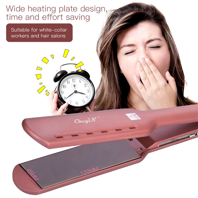 Hair Straightener Flat Iron Temperature Control Wide Iron Fast Heating Titanium Alloy Straightening Plate Wet Dry