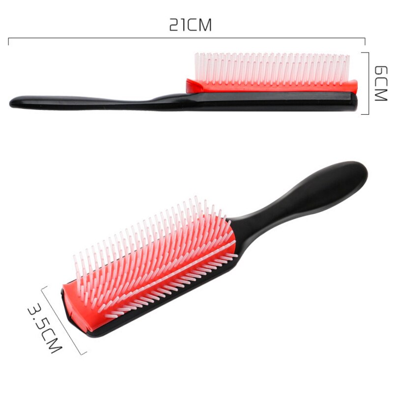 9-Rows Detangling Hair Denman Brush Cushion Nylon Bristle Hairdressing Scalp Massager Straight Curly Hair Comb Hairbrush
