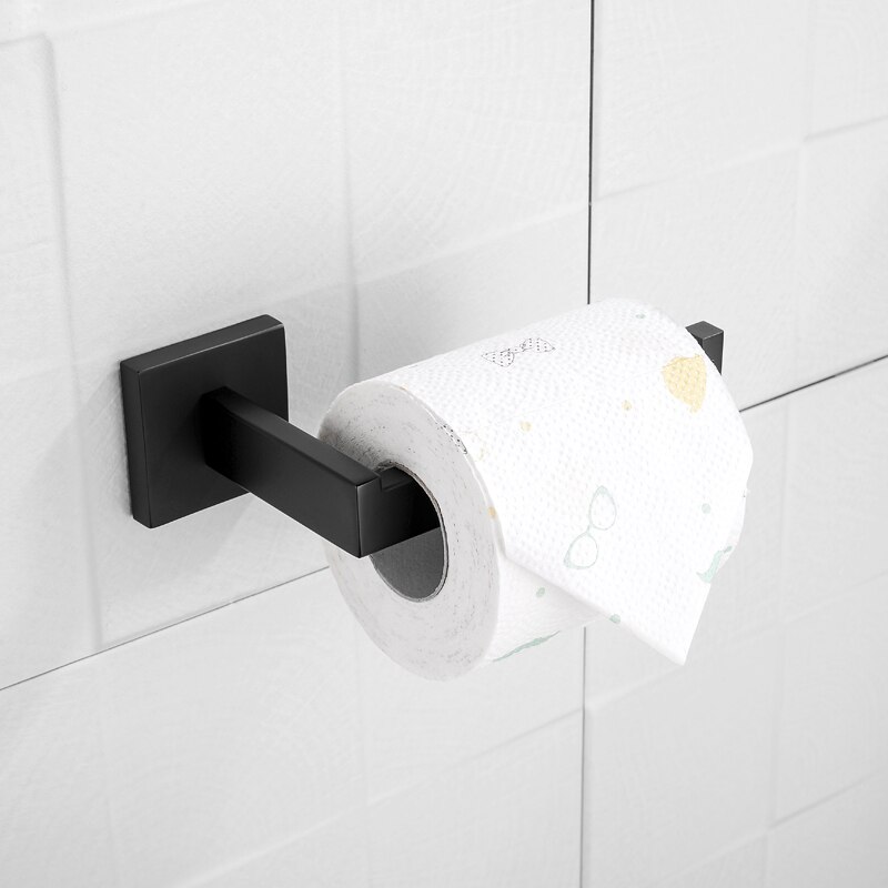 304 rustfrit stål mat sort bad hardware sæt håndklæde bar kappe sæbe fad toilet børste papirholder badeværelse tilbehør