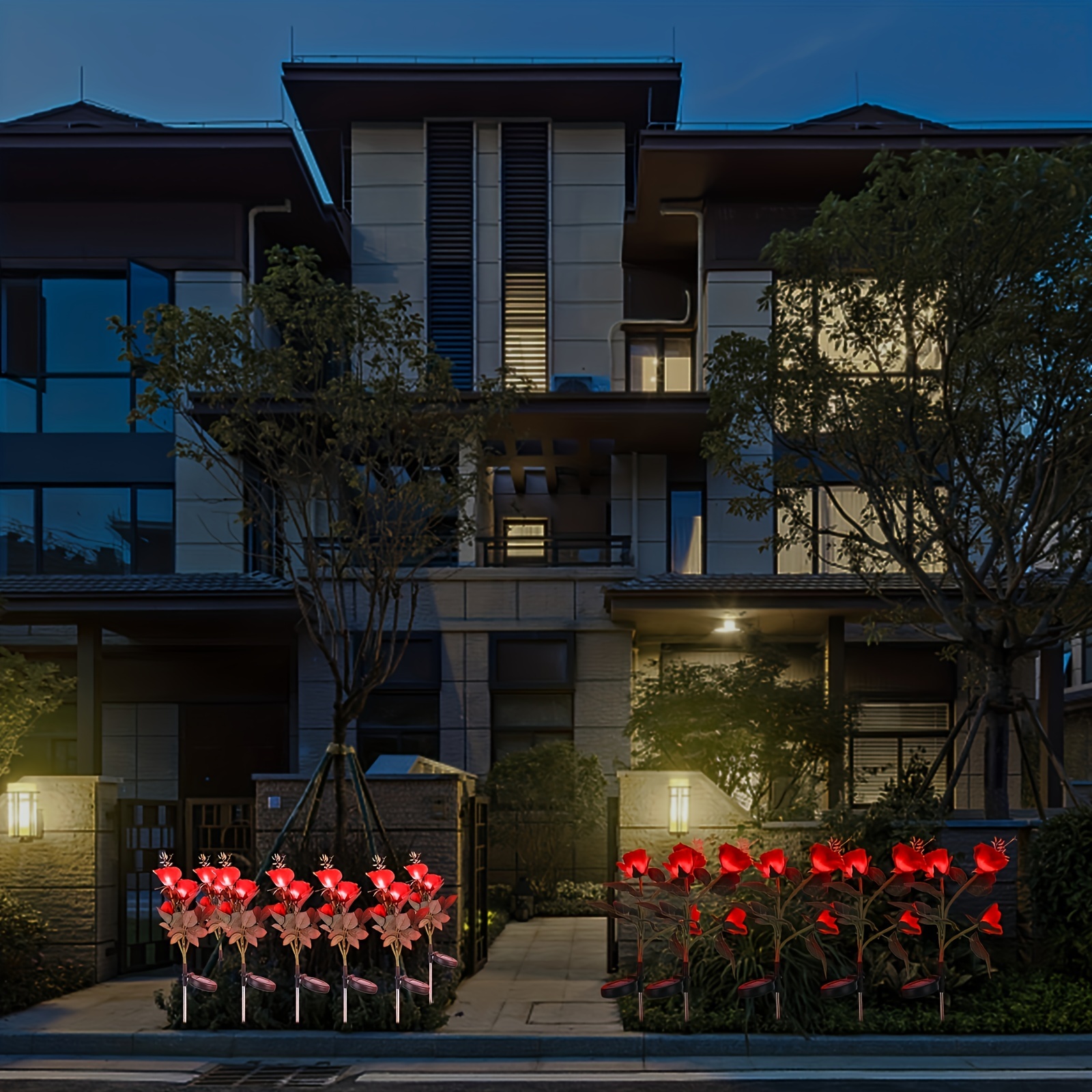 Luz Solar de rosa para jardín, LED realista, flor de rosa, decoración de cementerio, luz de estaca, jardín, patio, tumba, decorativa, resistente al agua