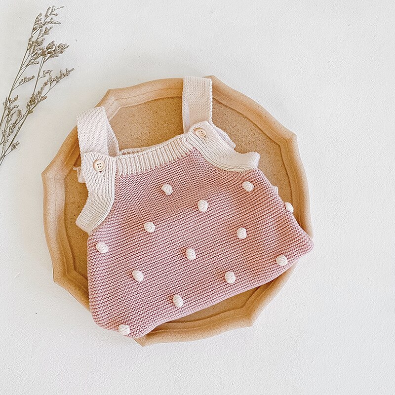 Frühling Herbst gestrickte pullover strampler baumwolle rosa baby pullover onesie baby mädchen kleidung SW2012