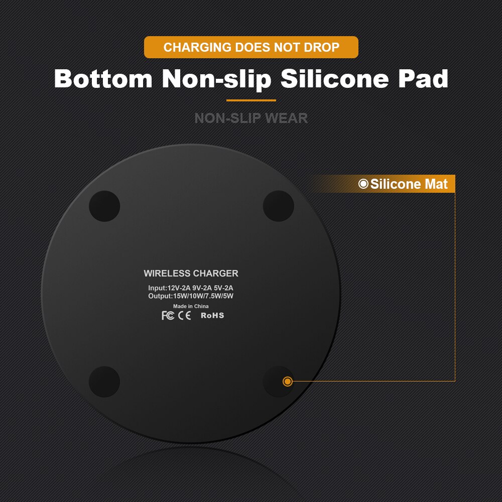 15w qi trådlös laddare docka för iphone 8 x xs  xr 11 pro max huawei  p30 samsung note 10 s10 induktion snabb trådlös laddningsplatta