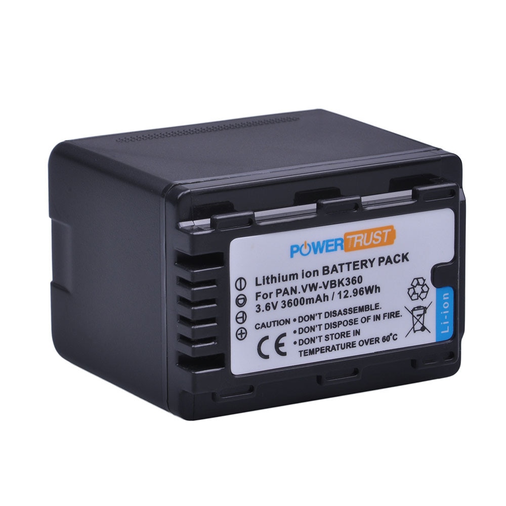 Powertrust 1pc 3600 mah vw-vbk 360 vw vbk 360 vbk 360 batteri för panasonic hdc -hs80 sd40 sd60 sd80 sdx 1 sdr -h100 hs60 hs80 h85 h95
