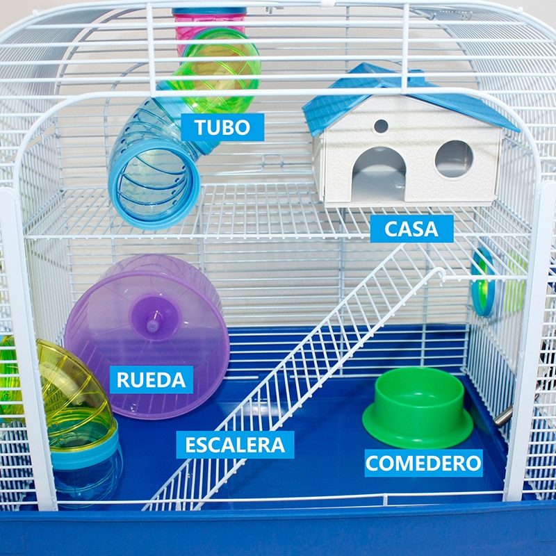 DZL® Jaula para Hamster(39.5X29.5X38CM) Color Azul/Purpura/Rojo se al Azar